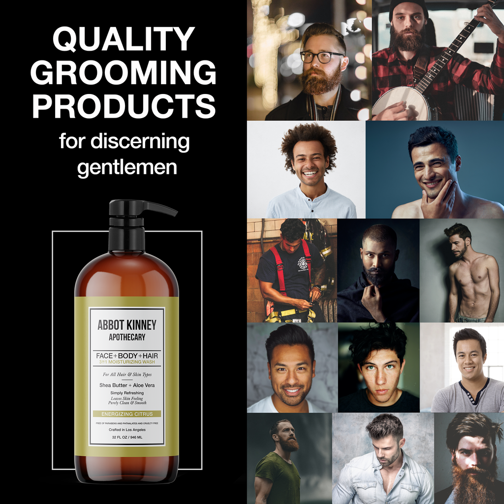 Abbot Kinney Apothecary Men's 3 in 1 Shampoo, Conditioner and Body Wash - Energizing Citrus