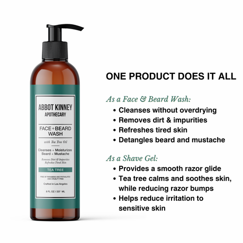 Abbot Kinney Apothecary - Face + Beard Wash with Tea Tree Oil