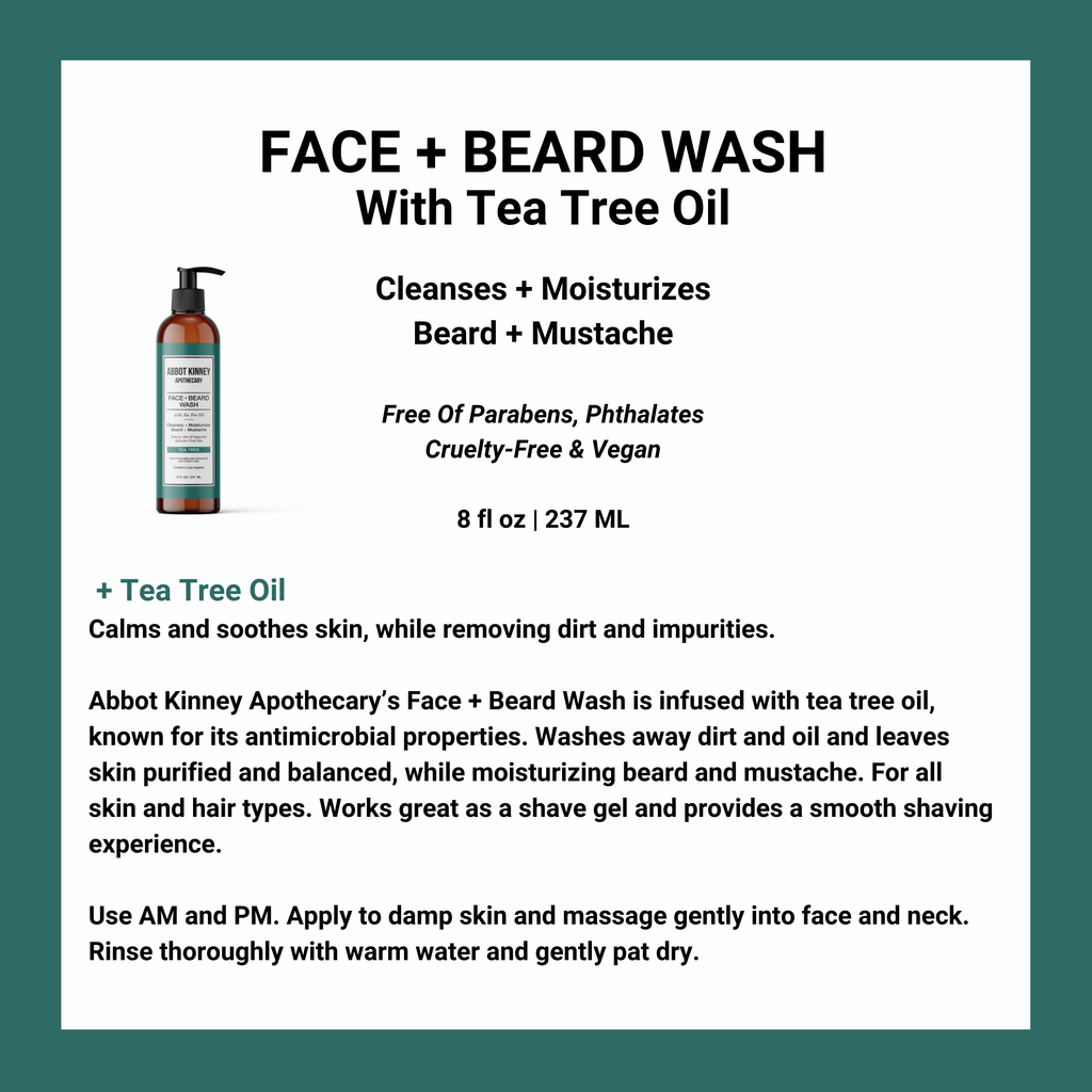 Abbot Kinney Apothecary - Face + Beard Wash with Tea Tree Oil