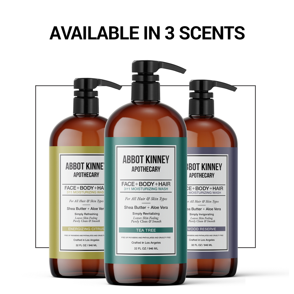 Abbot Kinney Apothecary Men's 3 in 1 Shampoo, Conditioner & Body Wash - Tea Tree