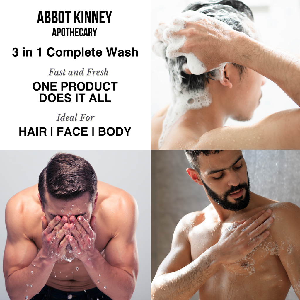 Abbot Kinney Apothecary Men's 3 in 1 Shampoo, Conditioner & Body Wash - Tea Tree