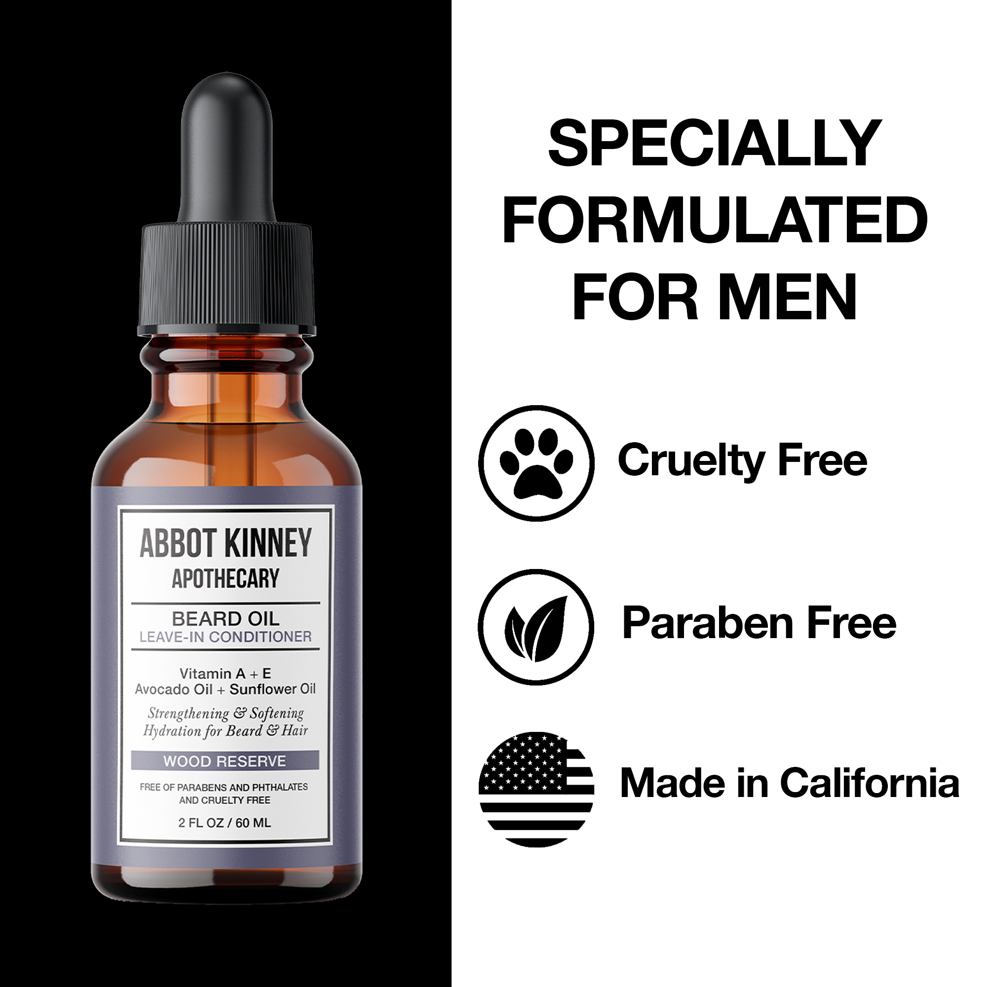 Abbot Kinney Apothecary Softening Beard and Mustache Oil - Wood Reserves