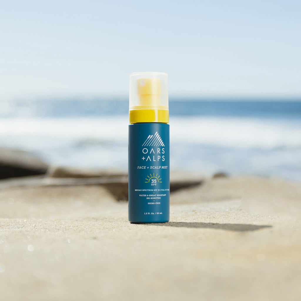 Oars + Alps Men's Face + Scalp Mist with SPF 35, Lightweight Sunscreen